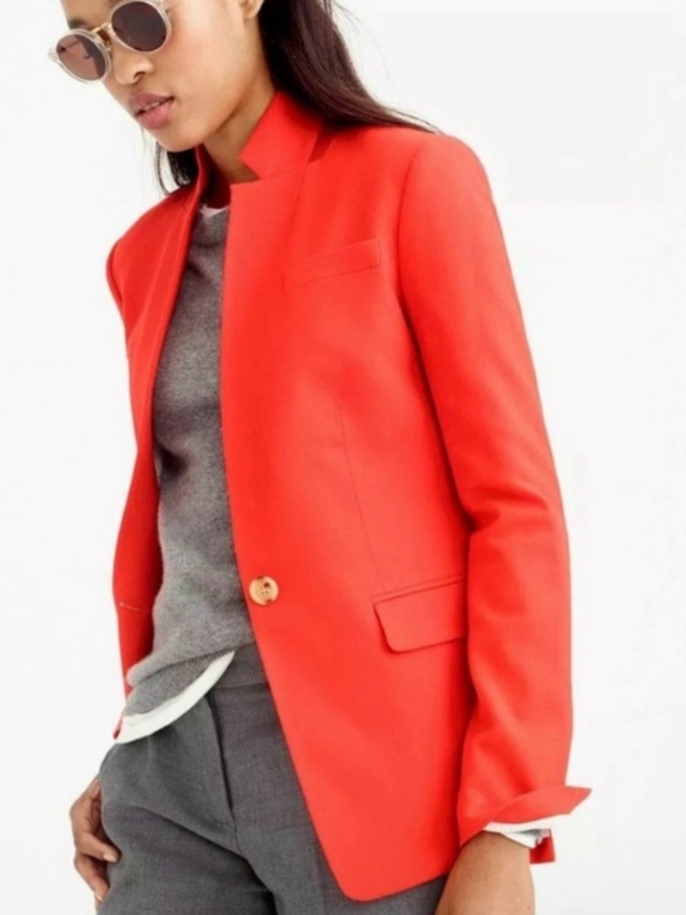 J Crew Red Wool Regent Blazer Single Button EUC Size 2